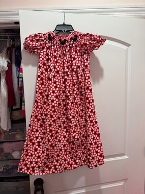 Lolly Wolly Doodle Red and White Polka Dot Smocked Dress